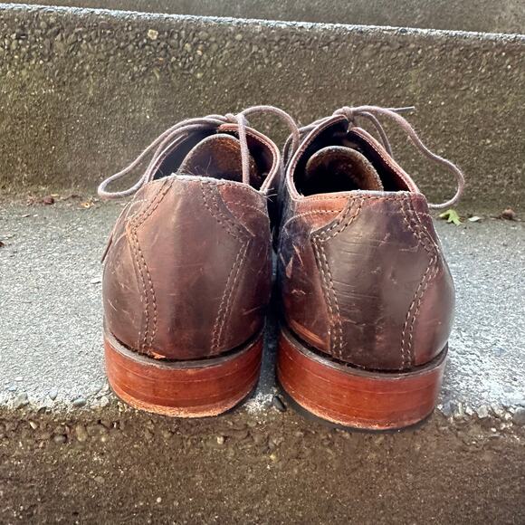 Frye Johnny Brown Wingtip Lace Up Men's Leather Shoes sz 10 - Picture 6 of 14